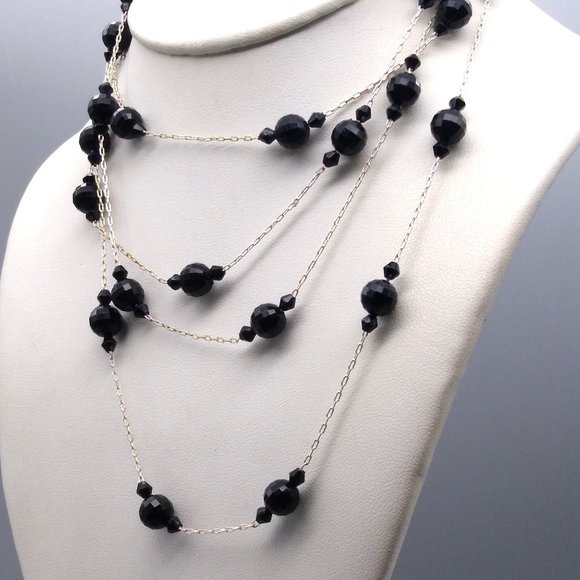 Classic Art Deco Flapper Jewelry, Vintage Super Long Beaded Station Necklace - Picture 1 of 4